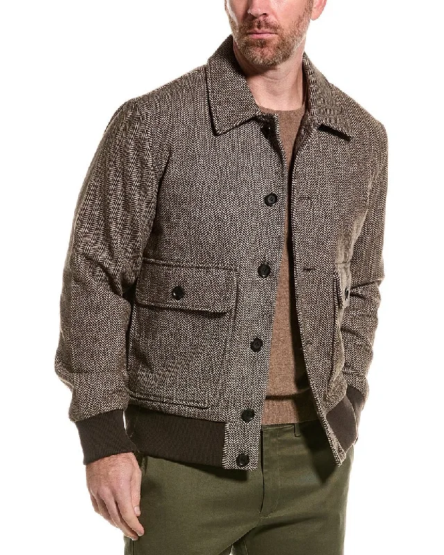 Waterproof men coats with taped seams for heavy rain and snow daysSlate & Stone Herringbone Wool-Blend Bomber Jacket