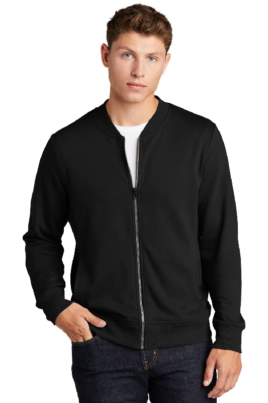 Men jackets with a hidden interior pocket for secure storageSport-Tek Mens French Terry Full Zip Bomber Jacket - Black