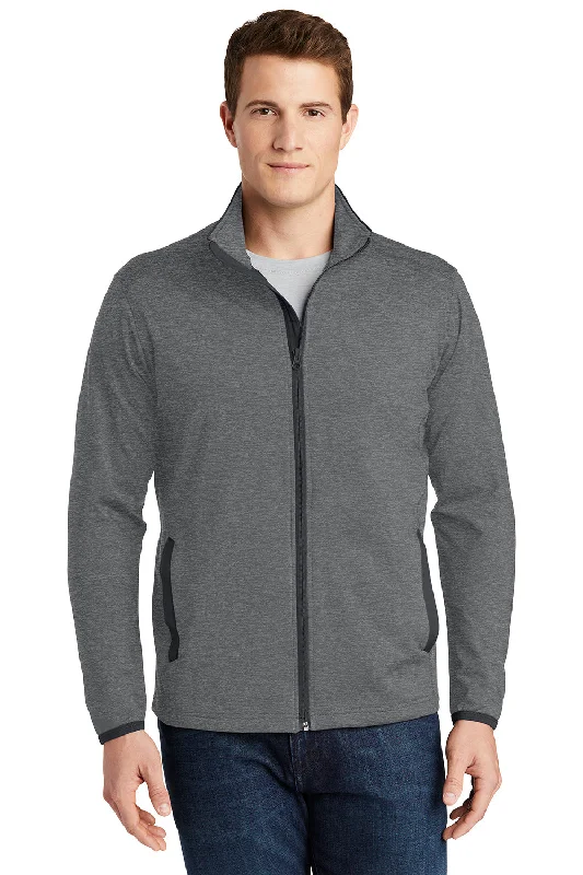 Embroidered men jackets with intricate floral designs for a unique aestheticSport-Tek Mens Sport-Wick Moisture Wicking Full Zip Jacket - Heather Charcoal Grey/Charcoal Grey