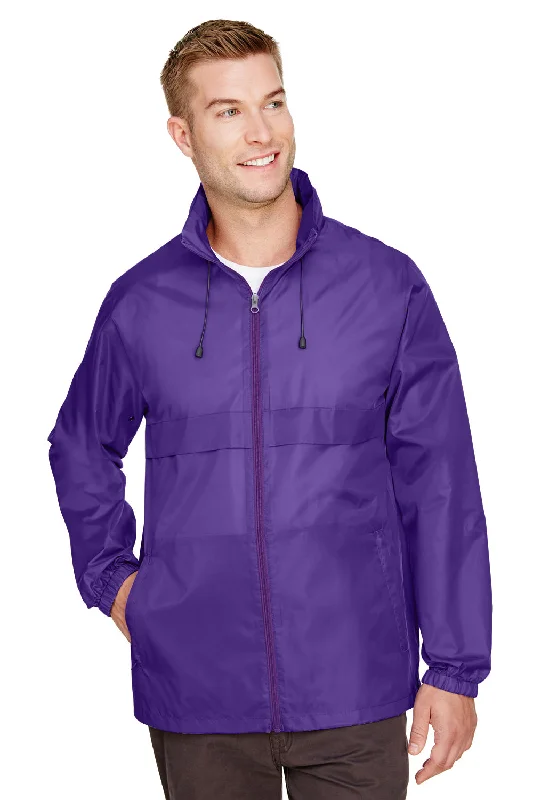 Windbreaker men jackets with UV protection for outdoor activitiesTeam 365 Mens Zone Protect Water Resistant Full Zip Hooded Jacket - Purple