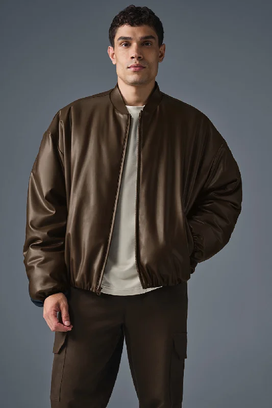 Windbreaker men jackets with UV protection for outdoor activitiesFaux Leather Premier Bomber - Espresso