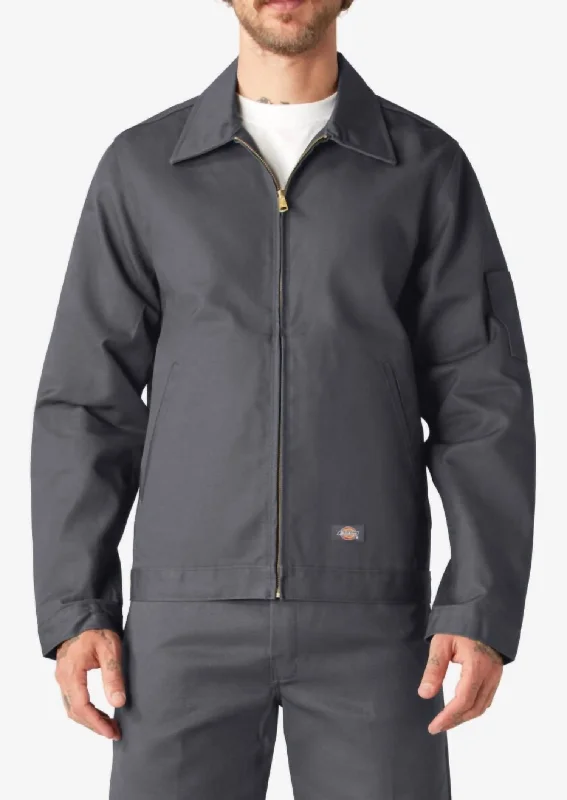 Men coats with a soft fleece interior for extra warmth and comfortUnlined Eisenhower Jacket In Charcoal Grey