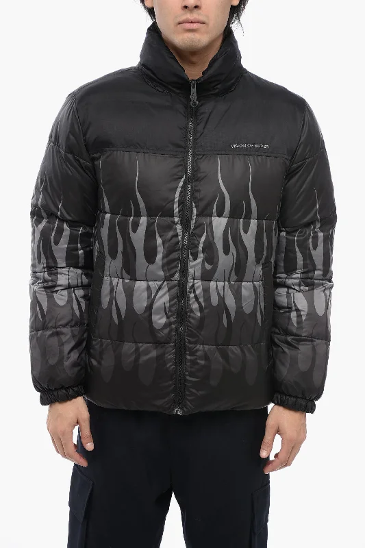 Men coats made of high - quality leather for a rugged and durable optionVision Of Super Flame Print Padded Jacket S Standard Size