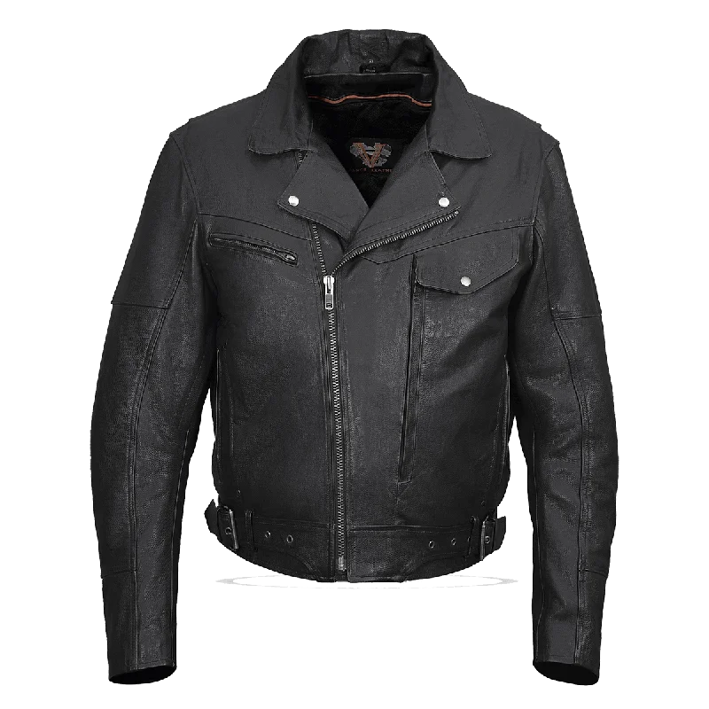 Men jackets with a zip - off sleeves to convert to a vestVL509 Men's Pistol Pete Jacket Premium Leather / Lower Padded Back