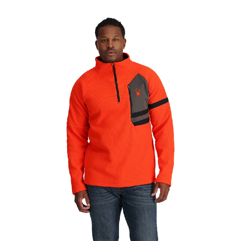 Slim - fit leather men jackets with a distressed finish for a rugged lookMens Wengen Bandit Half Zip - Twisted Orange