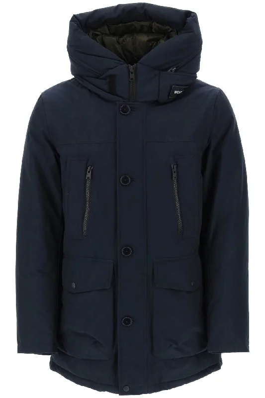 Men coats with a detachable faux - fur collar for a trendy and warm touchWoolrich Men's 'Arctic' Parka In Ramar Fabric