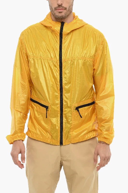 Stylish men coats with a double - breasted design for a formal lookWoolrich Nylon DIAMOND FUSE Raincoat Jacket with Hood