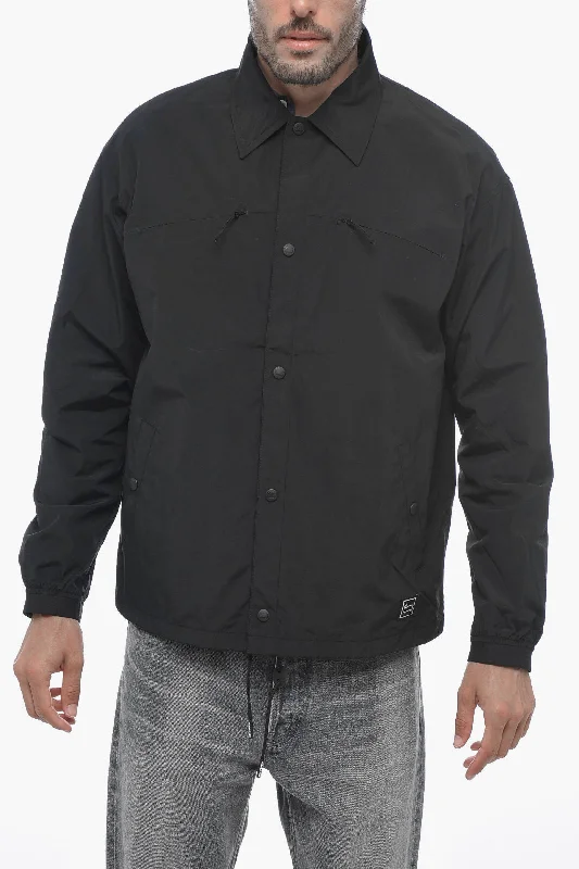 Men coats with a stand - up collar for a sleek and modern lookWoolrich Nylon MOUNTAIN STROLL Overshirt with Snap Buttons