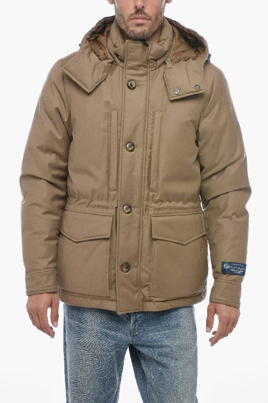 Men coats with a hooded design for added protection against the elementsWoolrich Virgin Wool MOUNTAIN Parka with Removable Hood