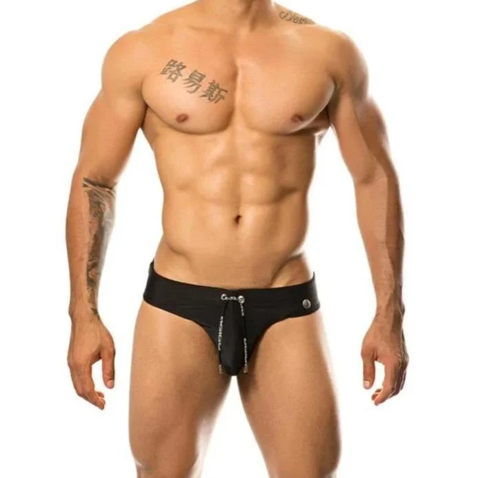 Men's Designer Brand Swim Shorts with Signature Logos for a Stylish Poolside AppearanceGigo Classic swim brief black