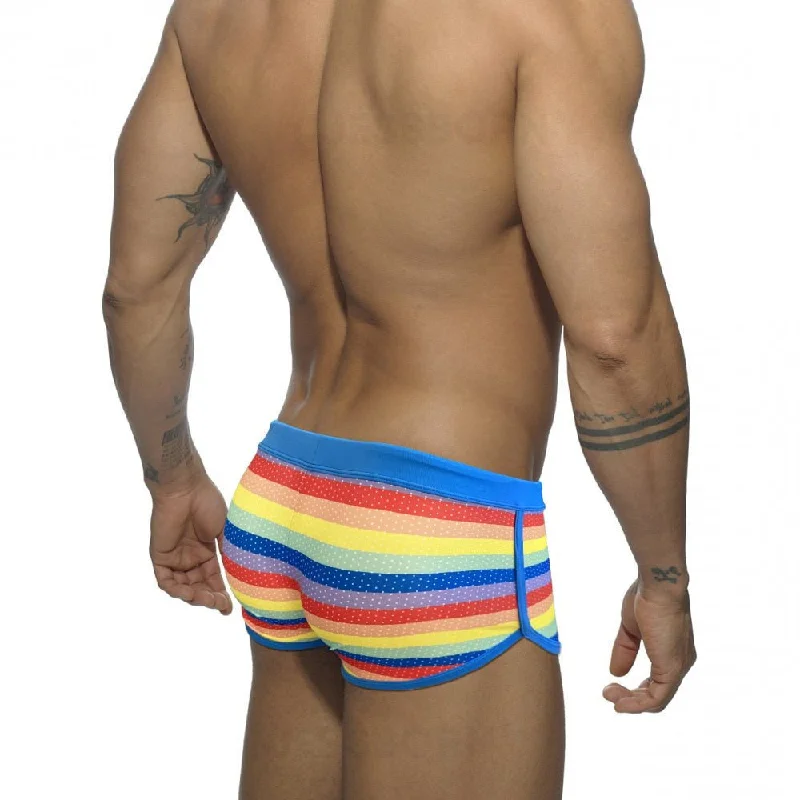 Men's Swim Shorts in Slim - Fit Design for a Modern and Sleek LookRainbow Mesh Square Cut Swim Trunks