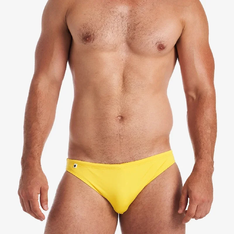 Men's Quick - Dry Microfiber Swim Shorts with Elastic Waistband for Comfortable Beach TripsTeamm8 Bass swim brief yellow