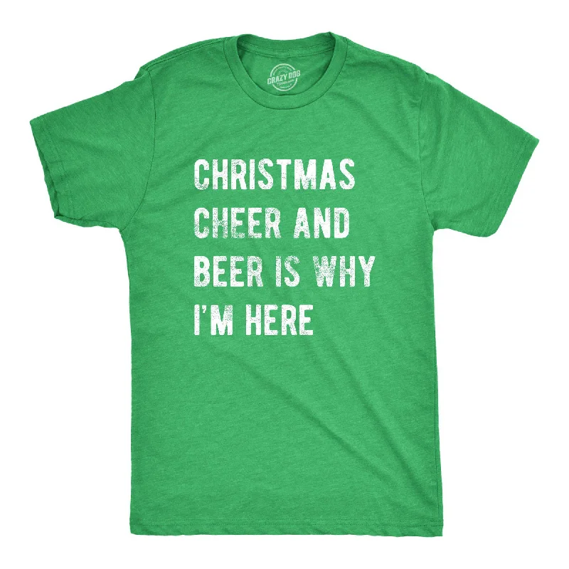 Men's short - sleeve linen t - shirts for summer beach outingsChristmas Cheer And Beer Is Why I'm Here Men's T Shirt