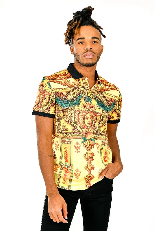 Men's slim fit short sleeve polo shirts with contrast collarsGOLD EMPIRE Polo Shirt