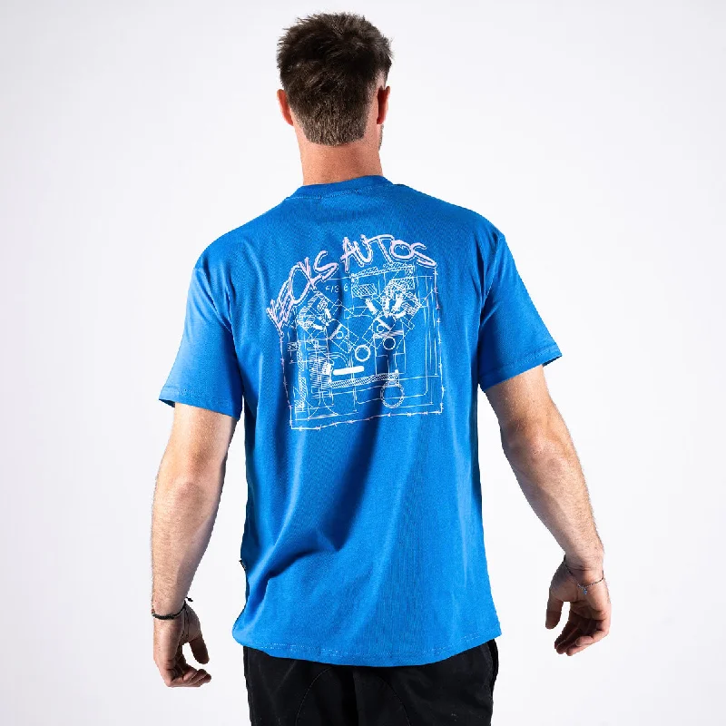 Men's button - front t - shirts with a unique artistic printKecks Autos Tee - Blue