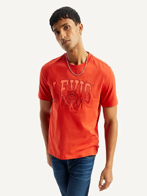 Men's long - sleeve henley t - shirts with button - down placketsMen's Brand Logo Crew Neck T-shirt