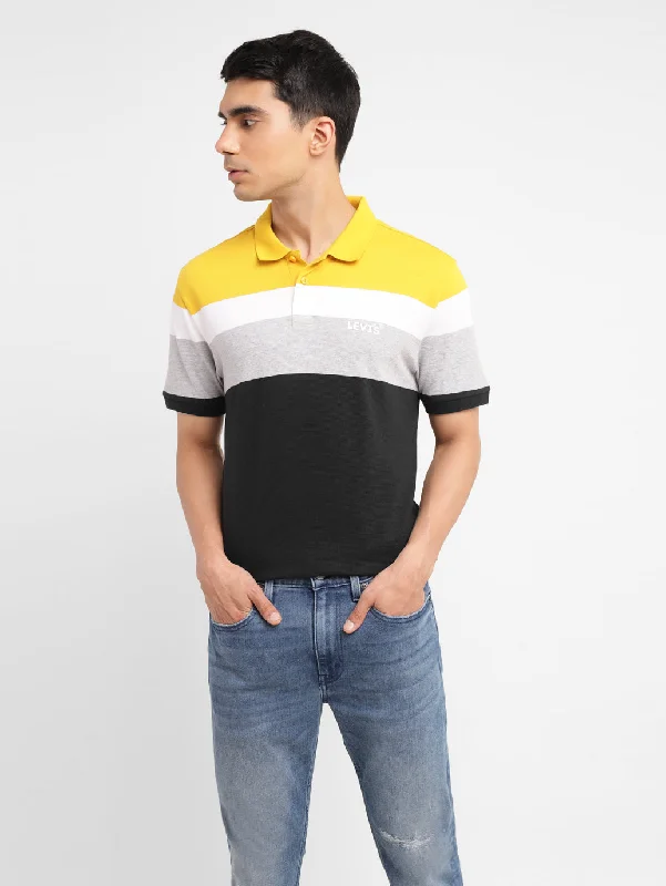 Men's smart - casual checkered t - shirts for semi - formal occasionsMen's Colorblock Slim Fit Polo T-shirt