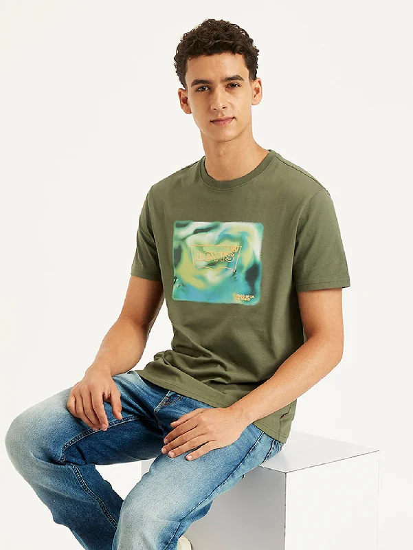 Men's button - front t - shirts with a unique artistic printMen's Graphic Print Regular Fit T-Shirt