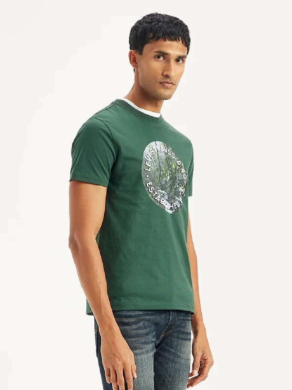 Men's distressed denim - look t - shirts with a rugged appealMen's Graphic Print Regular Fit T-Shirt