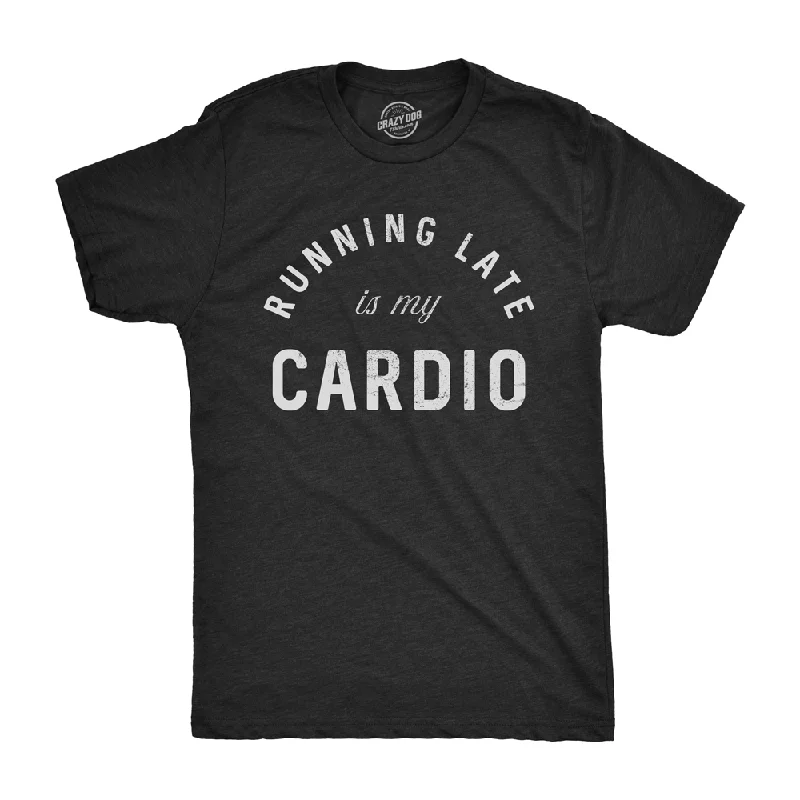 Men's v - neck muscle t - shirts for a body - building aestheticRunning Late Is My Cardio Men's T Shirt