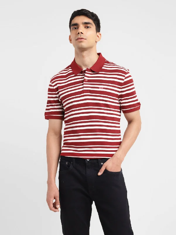 Men's organic cotton crew - neck t - shirts for everyday comfortMen's Striped Slim Fit Polo T-shirt