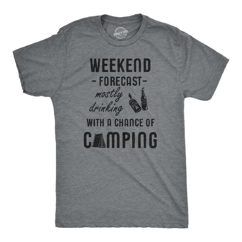 Men's v - neck muscle t - shirts for a body - building aestheticWeekend Forecast: Mostly Drinking With A Chance Of Camping Men's T Shirt