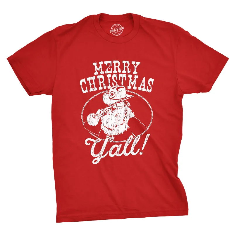 Men's lightweight performance t - shirts for running marathonsMerry Christmas Y'all Santa Men's T Shirt