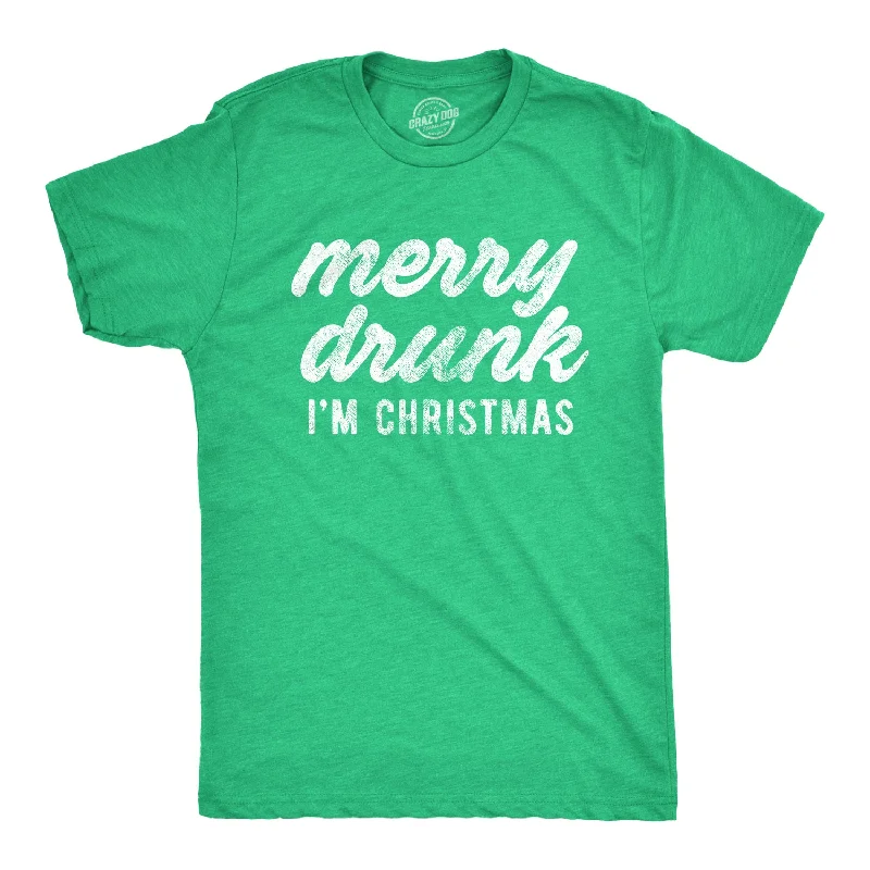 Men's mock - neck t - shirts with a modern and sleek styleMerry Drunk I'm Christmas Men's T Shirt