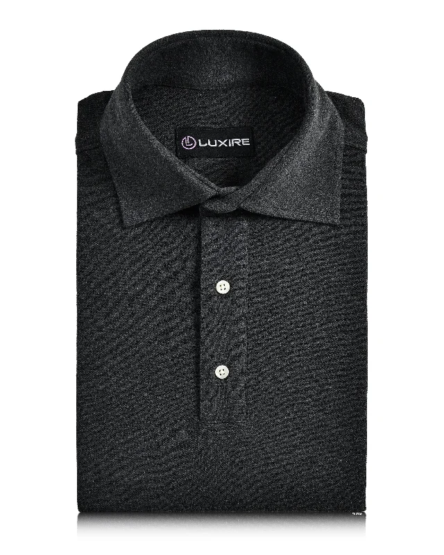 Men's high - collar polo shirts with a modern twistHeather Charcoal Grey Polo T-Shirt