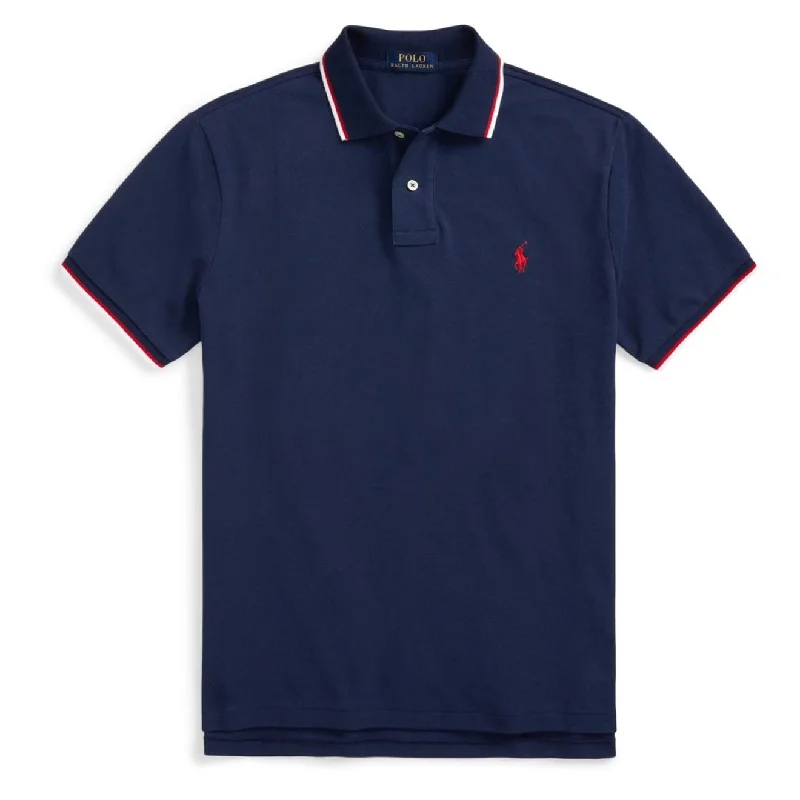 Men's high - collar polo shirts with a modern twistPolo Ralph Lauren Custom Slim Fit Mesh Tipped Polo Newport Navy