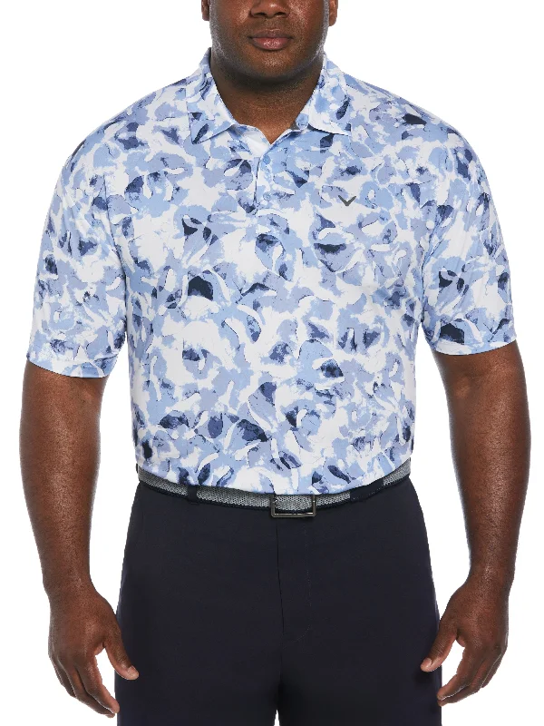 Men's jacquard woven polo shirts with intricate designsBig & Tall Tie Dye Palm Print Golf Polo