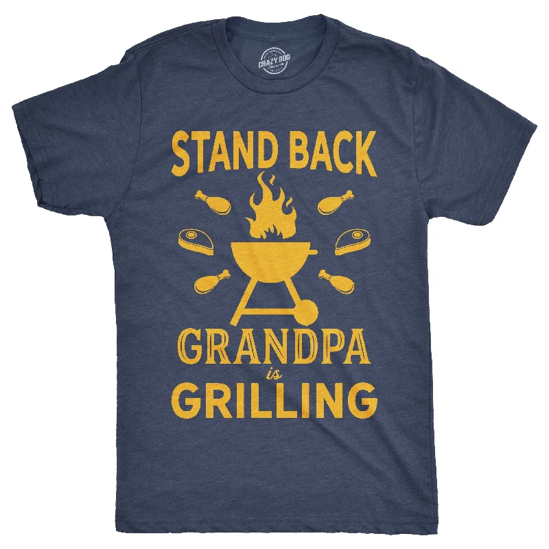 Men's short - sleeve linen t - shirts for summer beach outingsStand Back Grandpa Is Grilling Men's T Shirt