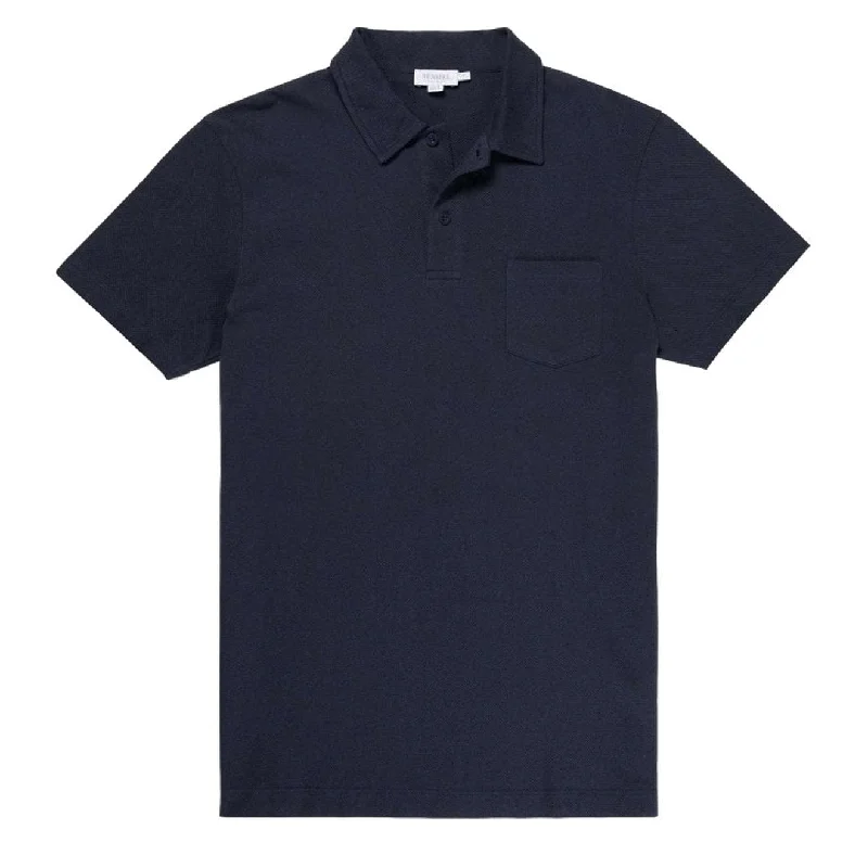 Men's color - block polo shirts with a bold fashion statementSunspel Riviera S/S Polo Shirt Navy