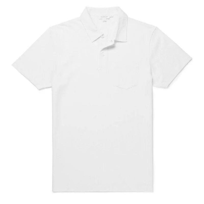 Men's high - collar polo shirts with a modern twistSunspel Riviera S/S Polo Shirt White