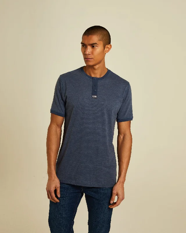 Men's ribbed t - shirts with a textured finish for added styleKyler Henley Indigo Navy