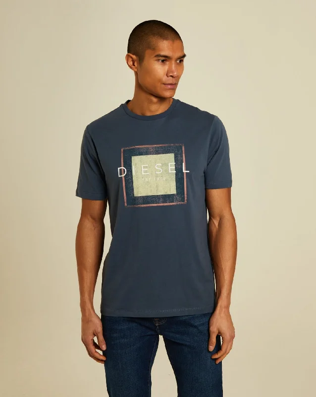 Men's button - front t - shirts with a unique artistic printFreeman Tee Dusk Navy