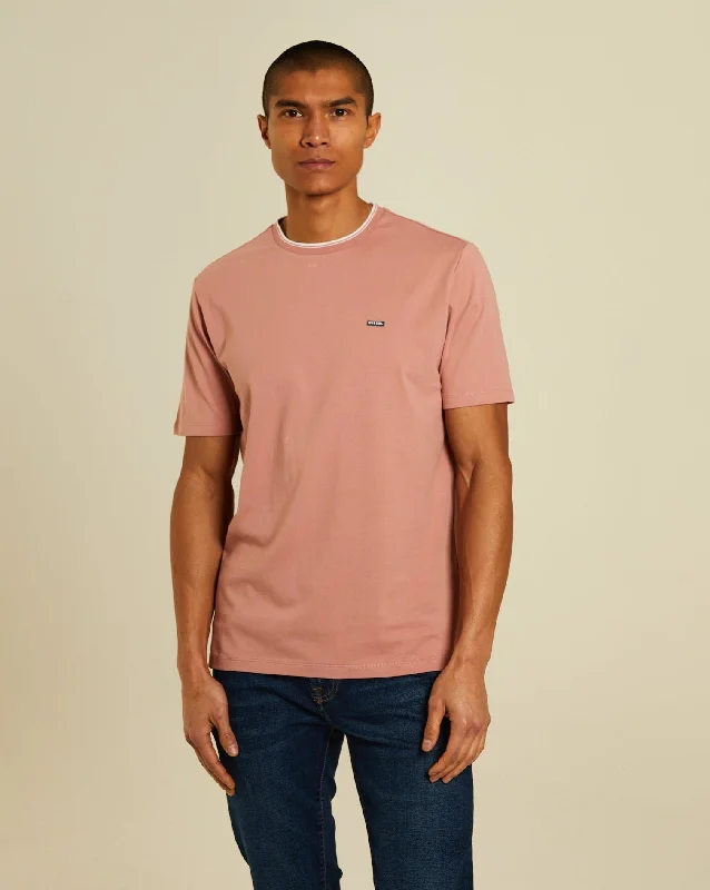 Men's ribbed t - shirts with a textured finish for added styleFaisel Tee Plaster Pink