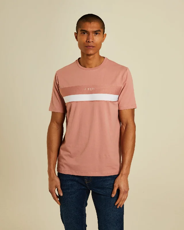 Men's short - sleeve linen t - shirts for summer beach outingsFarris Tee Plaster Pink