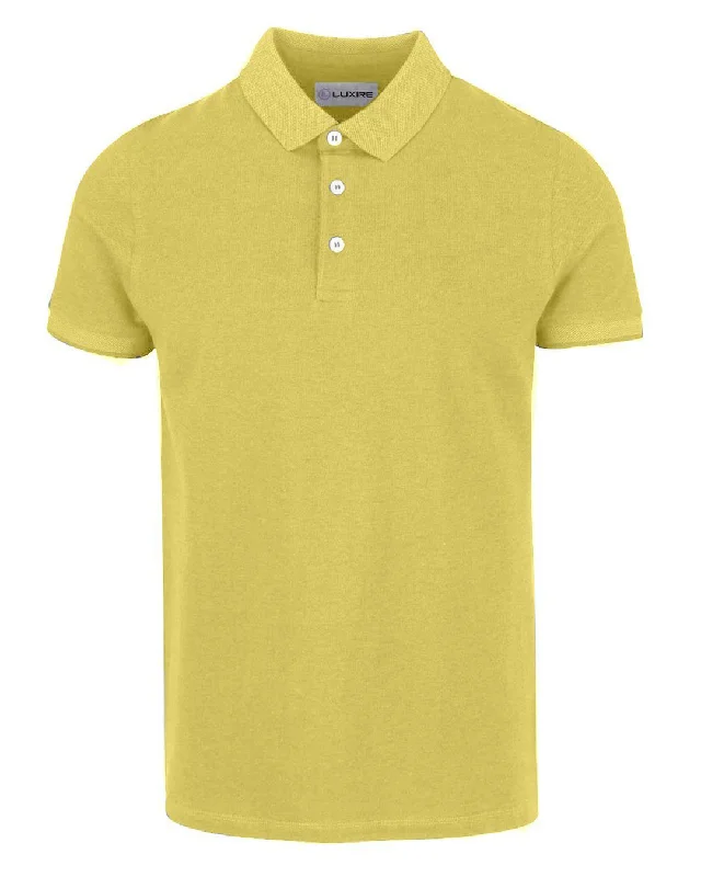 Men's button - down spread collar polo shirts for business casualMild Yellow Polo T-shirt