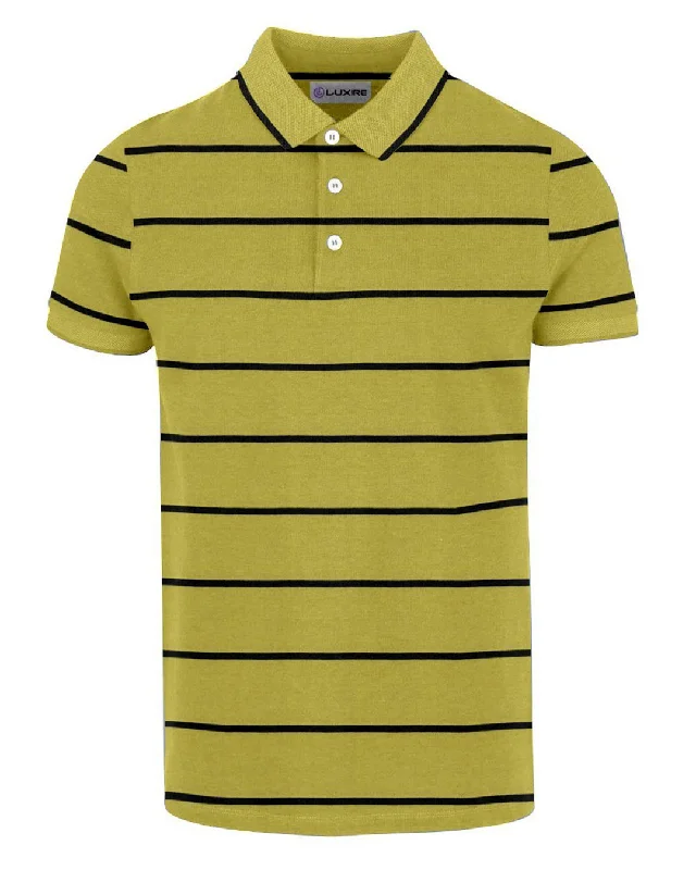 Men's color - block polo shirts with a bold fashion statementYellow With Black Horizontal Stripes