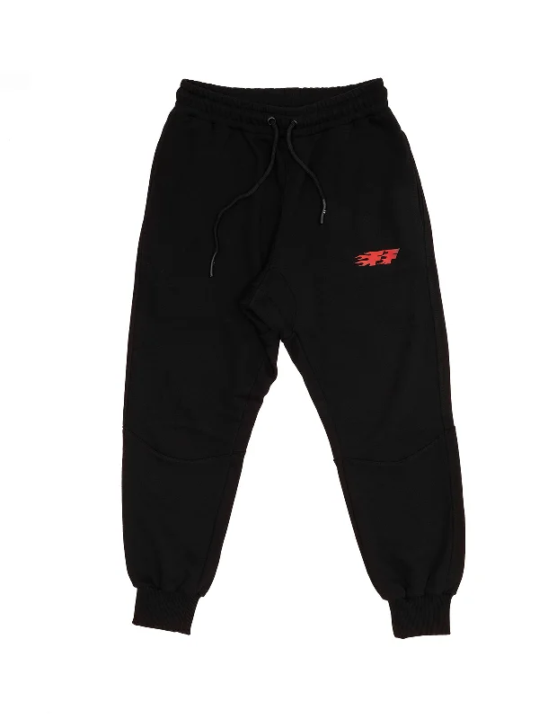 Men's Track - Style Sweatpants with Reflective Stripes in White for Nighttime RunningFF Feuerball / Sweatpant