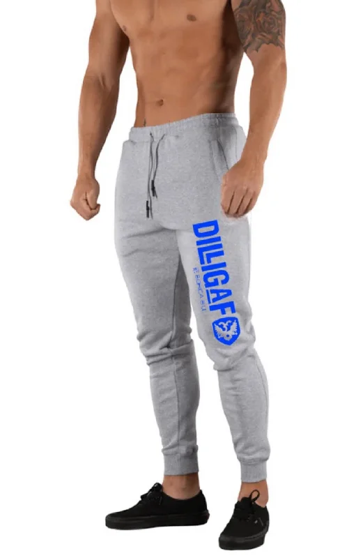 Plus Size Men's Moisture - Wicking Performance Sweatpants in Dark Blue for Intense WorkoutsGrey w/ Neon Alpha